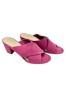 Circus By Sam Edelman Mules Womens Size 8 M Stevie Pink Suede Block Heel Slip-On